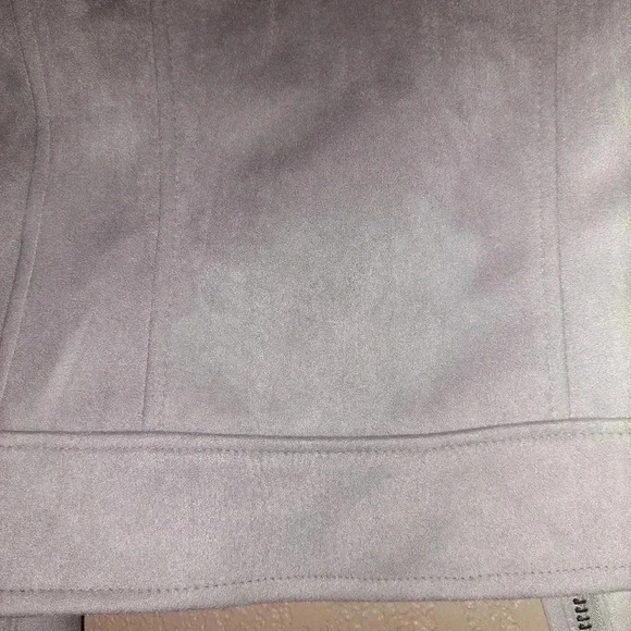 John + Jenn Faux Suede Moto Jacket Gray with Grommet Detail size S - Picture 10 of 10